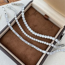 爆闪网球锆石链圆钻轻奢小众单排满钻圆钻白金色爆闪手链手镯女