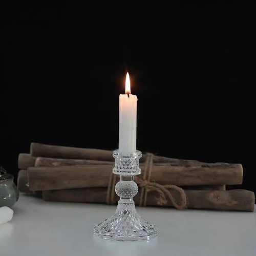 European simple ins glass candle holder home rod wax base romantic dining table candle holder creative home decoration