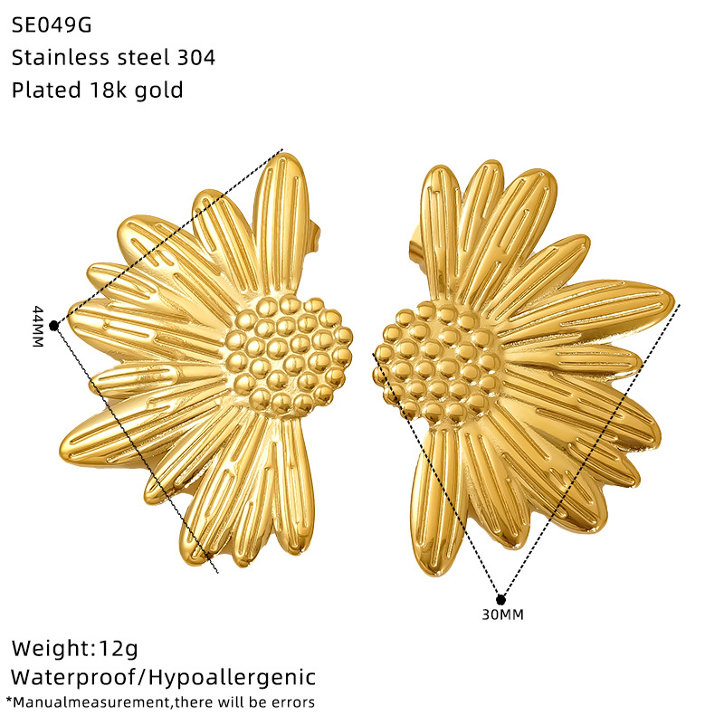 1 Pair Quantity 1 Pair Basic Vintage Style Geometric Flower Plating Titanium Steel Ear Studs