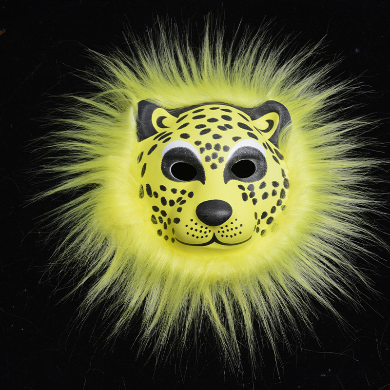 Máscara de borde animal EVA de tigre, león, leopardo, máscara de Halloween, lugar escénico, templo, máscara de venta caliente, fábrica de máscara de lana