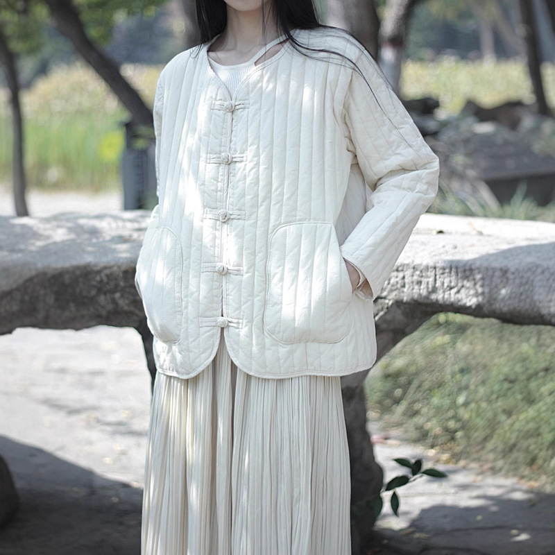 Cotton and Linen Women's Clothing, Artistic Cool Style, High-Density Cotton Quilted Retro Cotton Clothing, 2 Colors