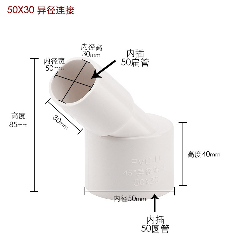 Pvc平継手50地漏れシフター洗濯機下水変位丸平エルボ楕円管平管部品|undefined