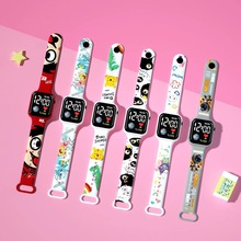 个性高颜值彩印LED卡通地球电子表大表盘方形学生党运动电子手表