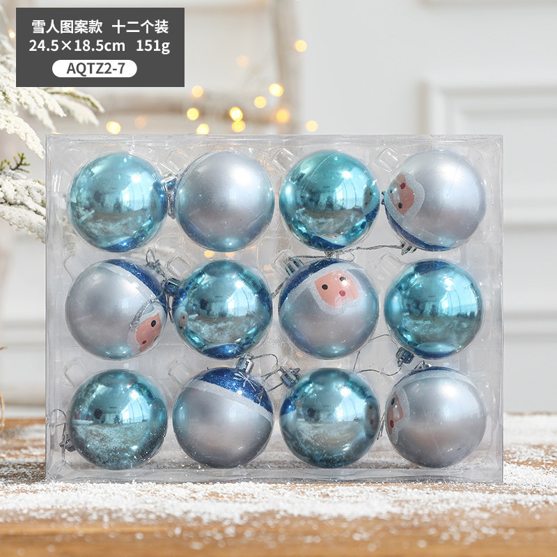 6cm azul muñeco de nieve conjunto bola/12 unids/151G