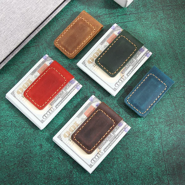 Genuine Leather Magnetic Banknote Clip Creative Crazy Horse Leather Magnetic Banknote Clip Amazon Handmade Magnetic Leather Banknote Clip
