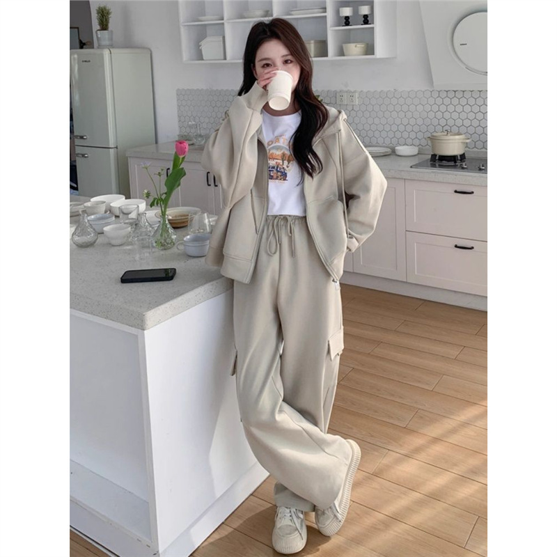 高级感休闲运动套装女春秋小个子工装风卫衣卫裤两件套早秋一整套|undefined