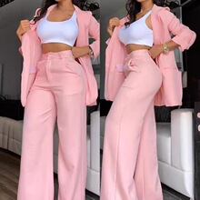 K 63858 Elegant Solid Color Split Sleeve Blazer Straight