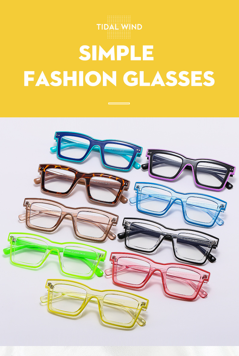 Glasses Classification Fashion Color Block Ac Square Full Frame Optical Glasses