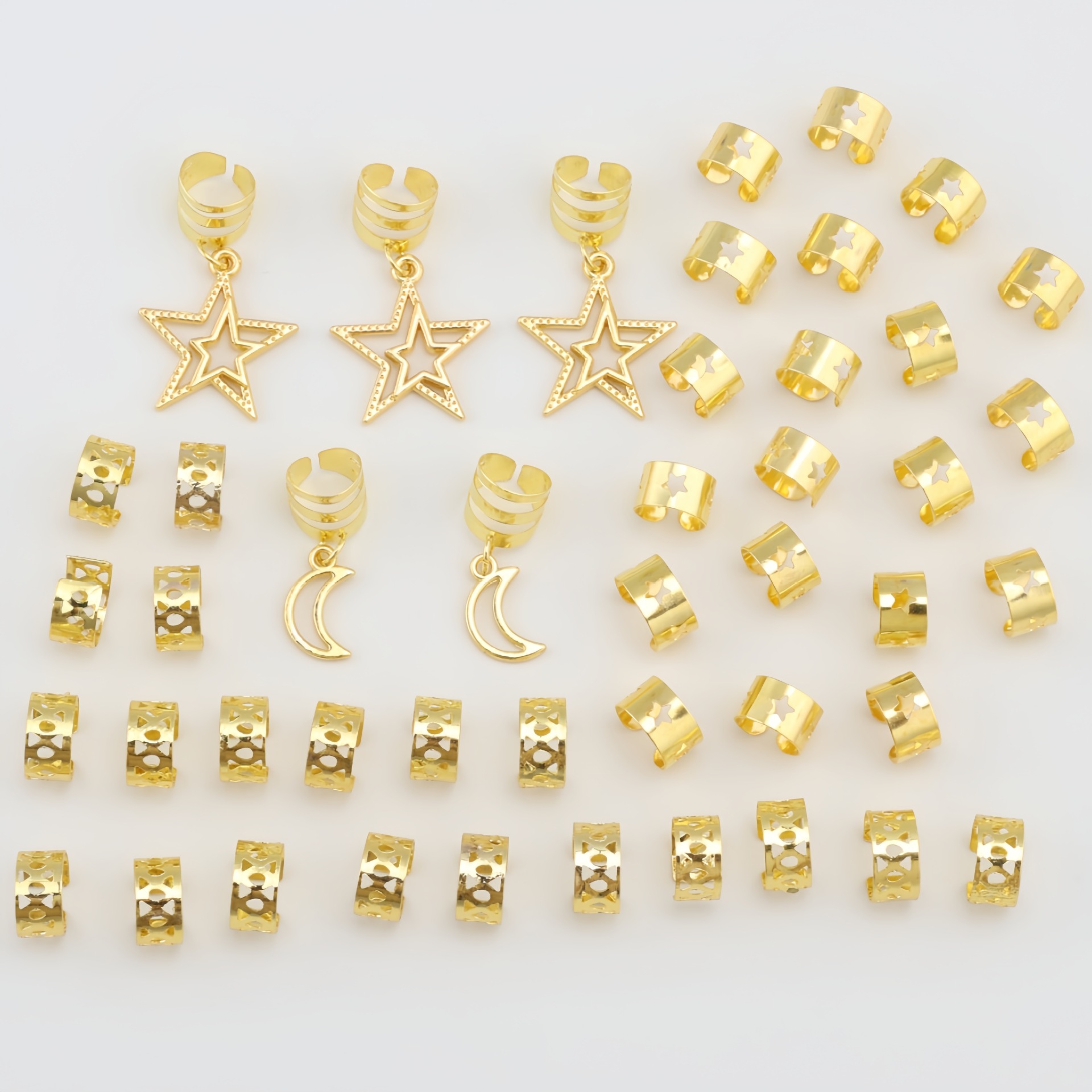 Ensemble de 45 accessoires pour perruques, anneaux pour dreadlocks africains, pinces à cheveux en alliage à motif tournesol croisé_voghion.com
