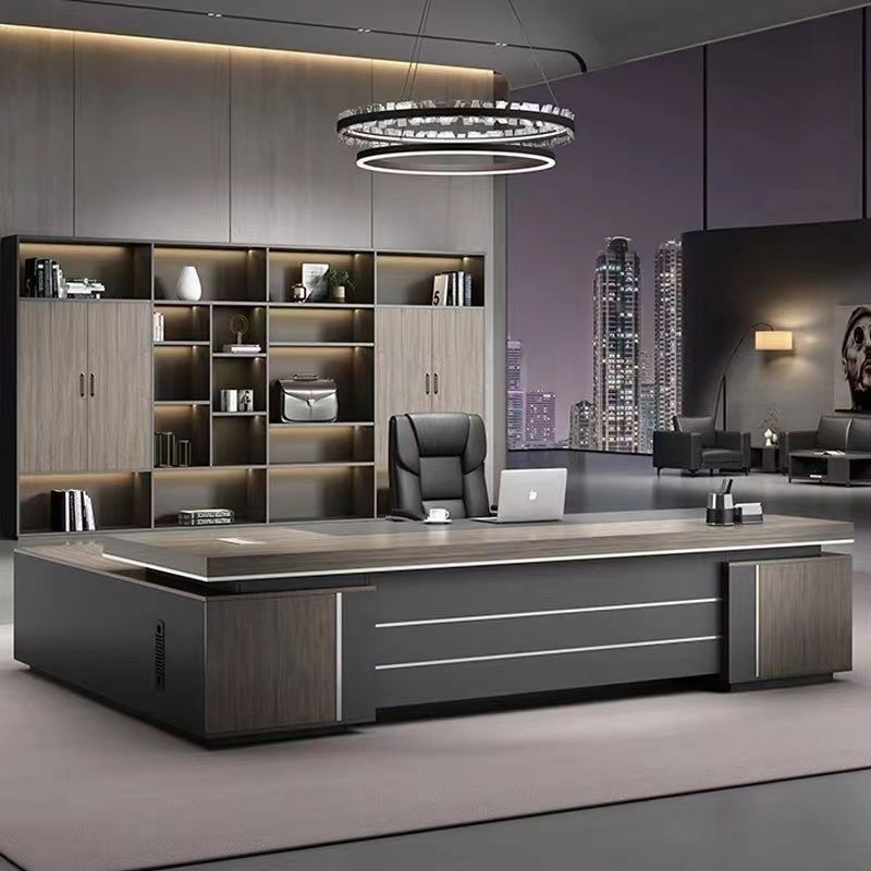 Office Boss Desk and Chair Set, High-End Executive Desk, President Desk, Manager Desk, Office Furniture, Simple and Modern