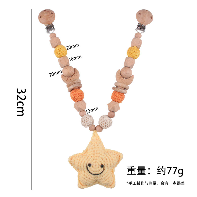 Crochet, estrella, luna, sol, cochecito, colgante, mordedor para bebé, campana de juguete, campana de cama de bebé de madera