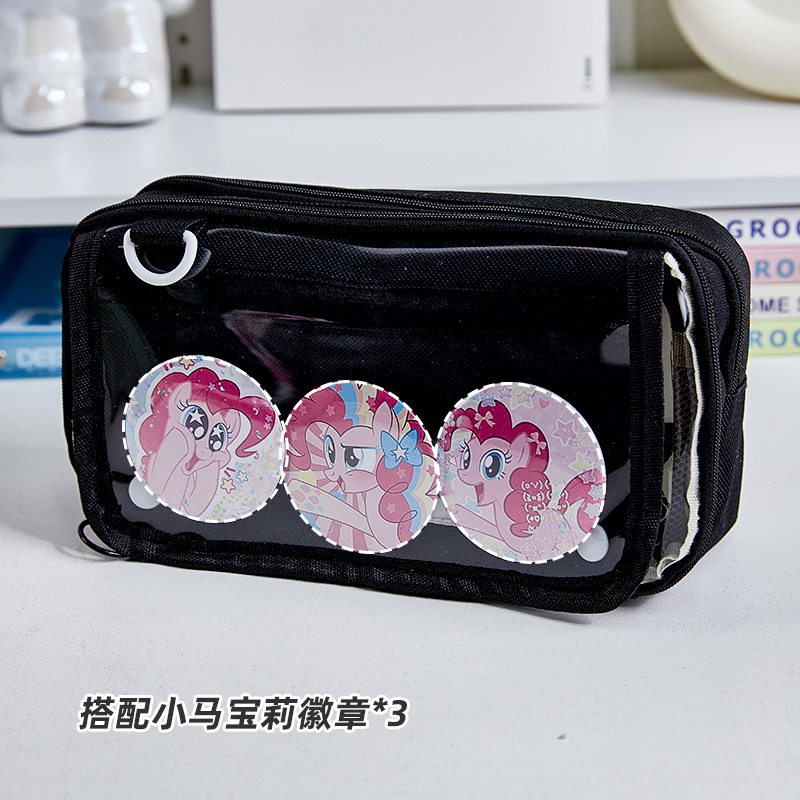 Simple color sólido de gran capacidad i persona dolor bolsas de lápiz estudiantes transparentes multicapa bolsa de papelería caja de lápiz