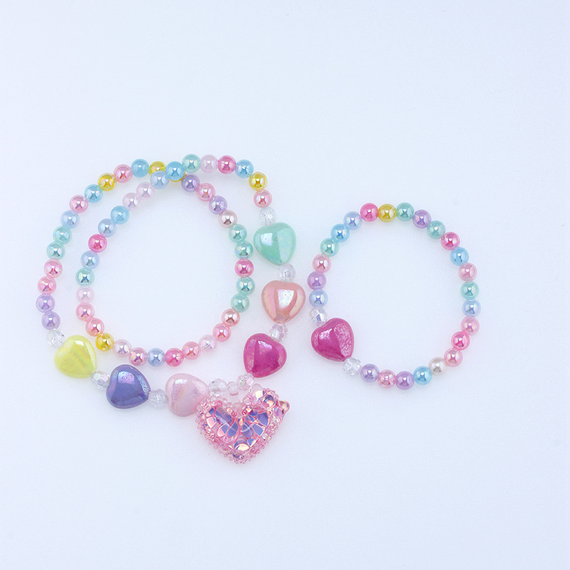 Cute Heart Shape Artificial Crystal Resin Beaded Girl's Necklace display picture 6