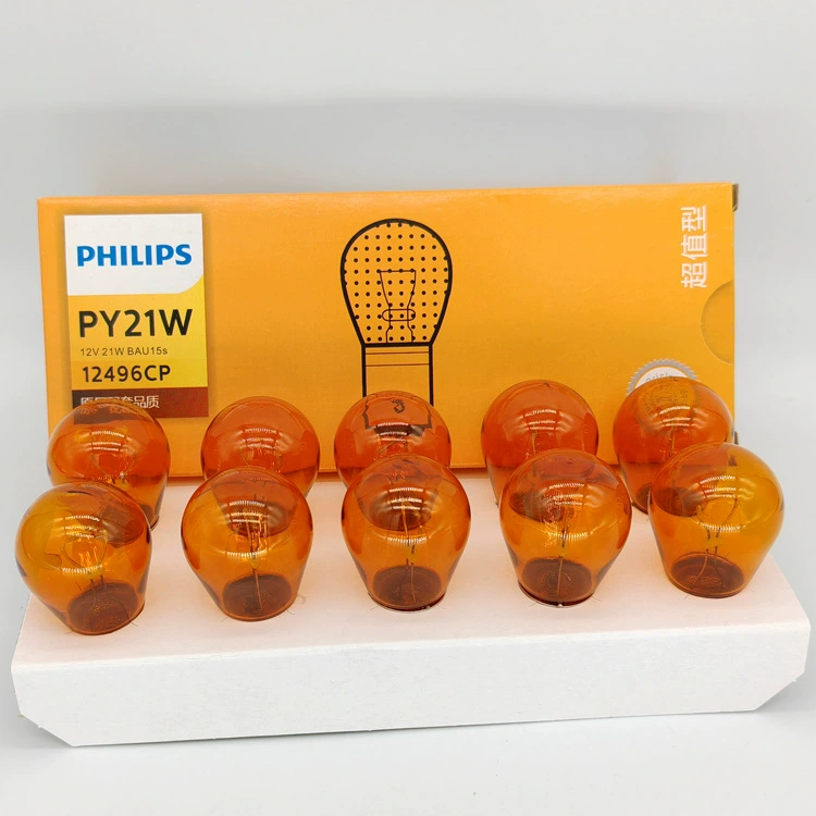 PHILIPS 12496NA PY21W 12V E2 2F7 BAU15s Автомобильная рулевая лампа
