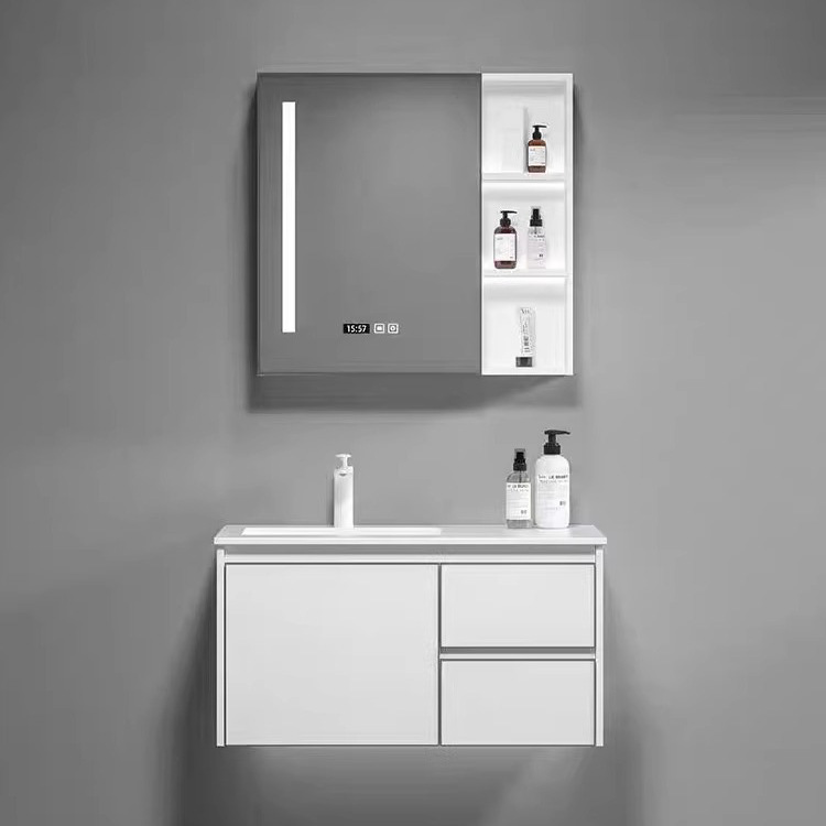 Gabinete de baño de aluminio del espacio combinación lavabo de baño integrado cerámica Placa de roca