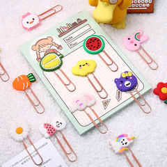 Ins style cartoon learning stationery cute colorful bookmark holder office supplies paper clips metal paper clips wholesale