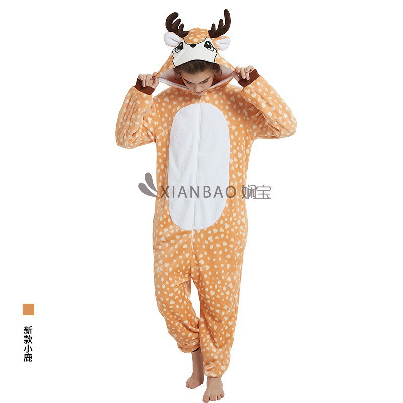 Nuevos pijamas de león, pijamas de husky, pijamas de franela de pareja con dibujos animados para hombres y mujeres.