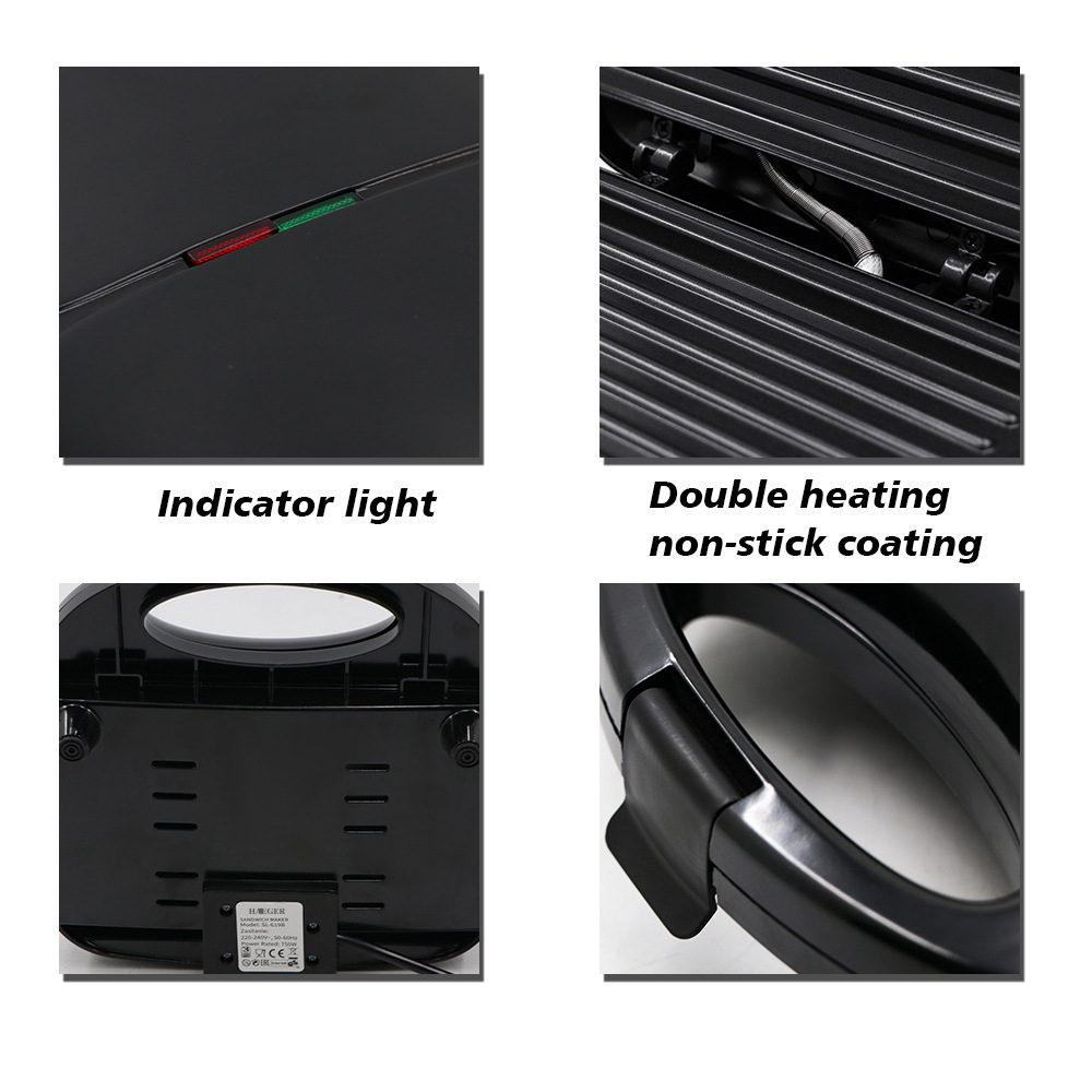 Tostapane multifunzionale standard europeo per uso domestico, tostapane leggero per colazione e tostapane per bistecche riscaldato su entrambi i lati, tostapane per barbecue_voghion.com