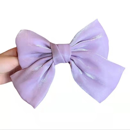 Mermaid Queen large bow hairpin women's French pearlescent satin high-end hair accessory spring clip top clip on the back of the head