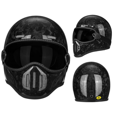 Women, Pig-Nose Helmet, Small Helmet – Motorcycle Safety Supplies - carbon-fiber-glossy-forged-brown-lens-m56-57-head-circumference