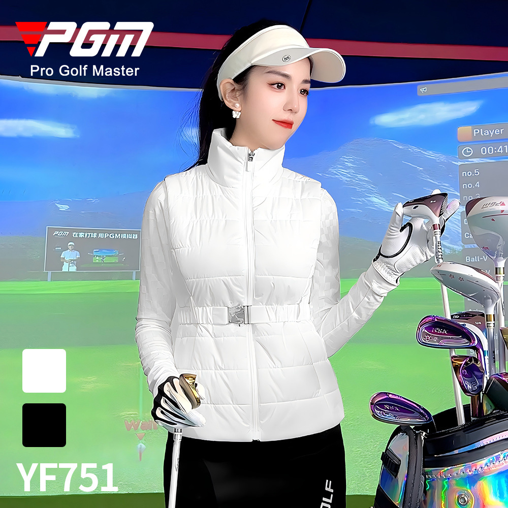 PGM Golf Women's Vest Autumn and Winter Cotton Vest Cotton-padded Jacket Waist Slimming Warm Sleeveless Collar Jacket Manufacturers