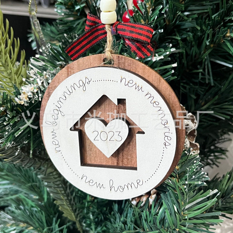 越境新居移転プレゼントクリスマスツリーのペンダント二重彫刻木造工芸品創意家庭装飾プレゼント|undefined