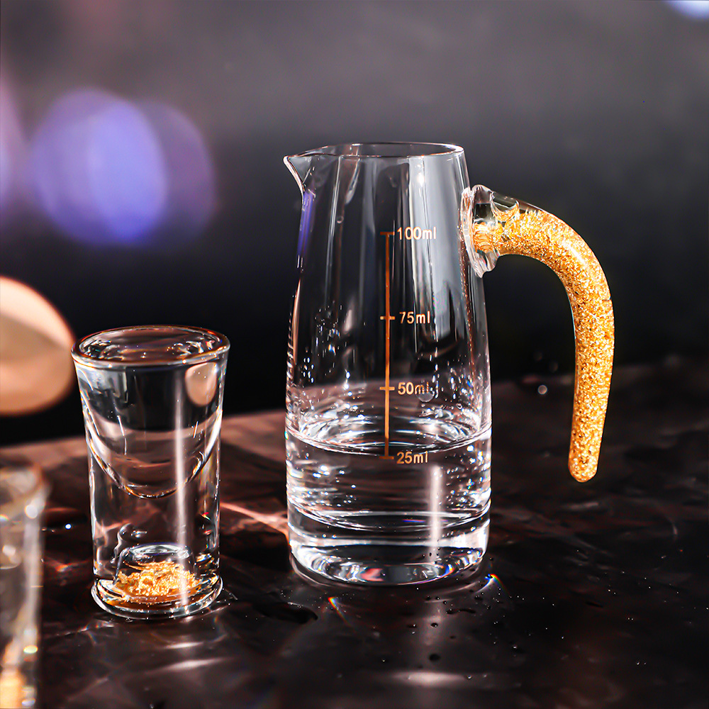 Lámina de oro pequeña copa de vino separador de licor pequeño tamaño taza de vino del hogar vaso de vino creativo conjunto traje taza de espíritus