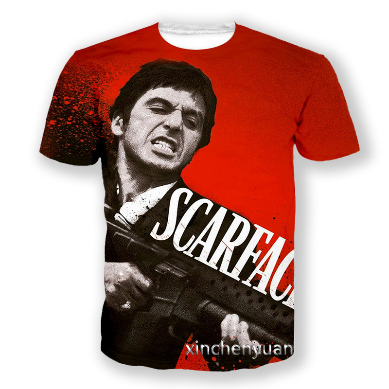 Factory Straight Hair Cross-border Hot Sale Scarface 3D Digital Printing Couple Round Neck Casual Short-sleeved Teenager T-shirt