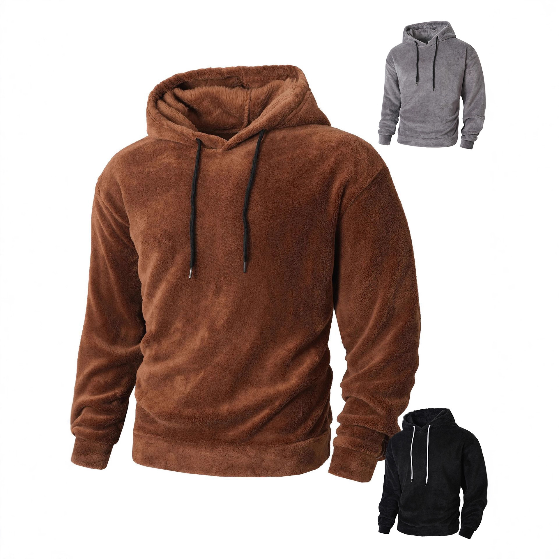 Men's Winter Hooded Sweatshirt – Cozy Fleece-Lined Pullover (Oversized Fit, 260GSM, 3 Colors)_voghion.com