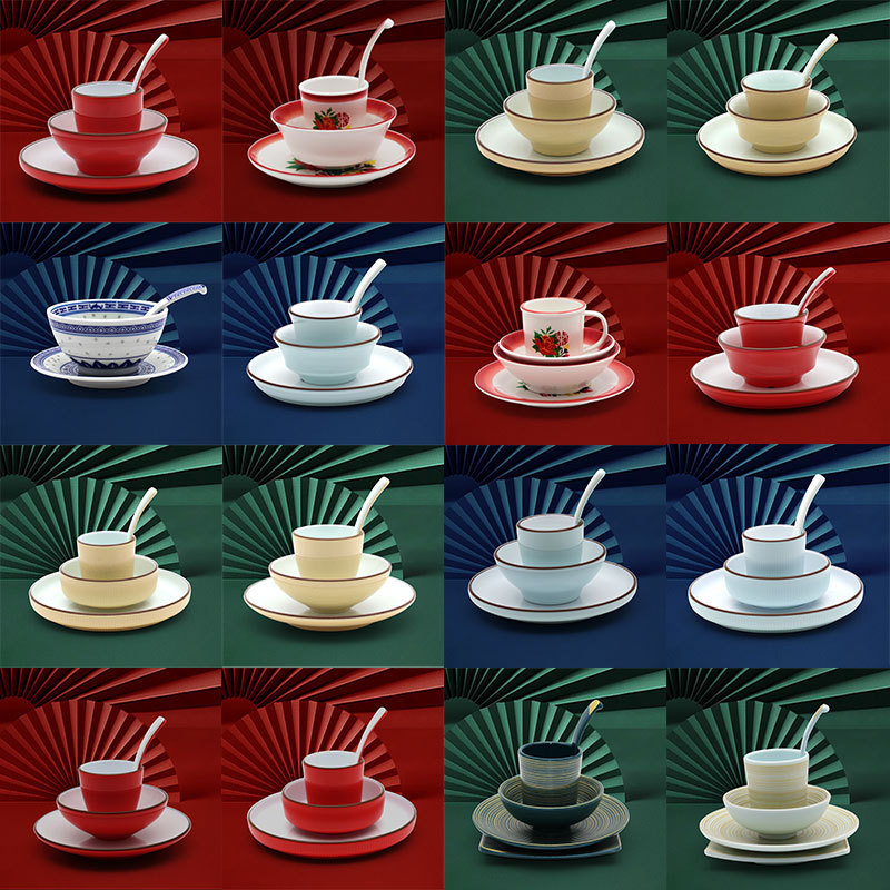 Melamine Tableware Clay Set Antique-Style Porcelain Bowl Clay Bowl Table Setting Clay Without Pattern Plain Rough Pottery Restaurant Purchase Dining Table