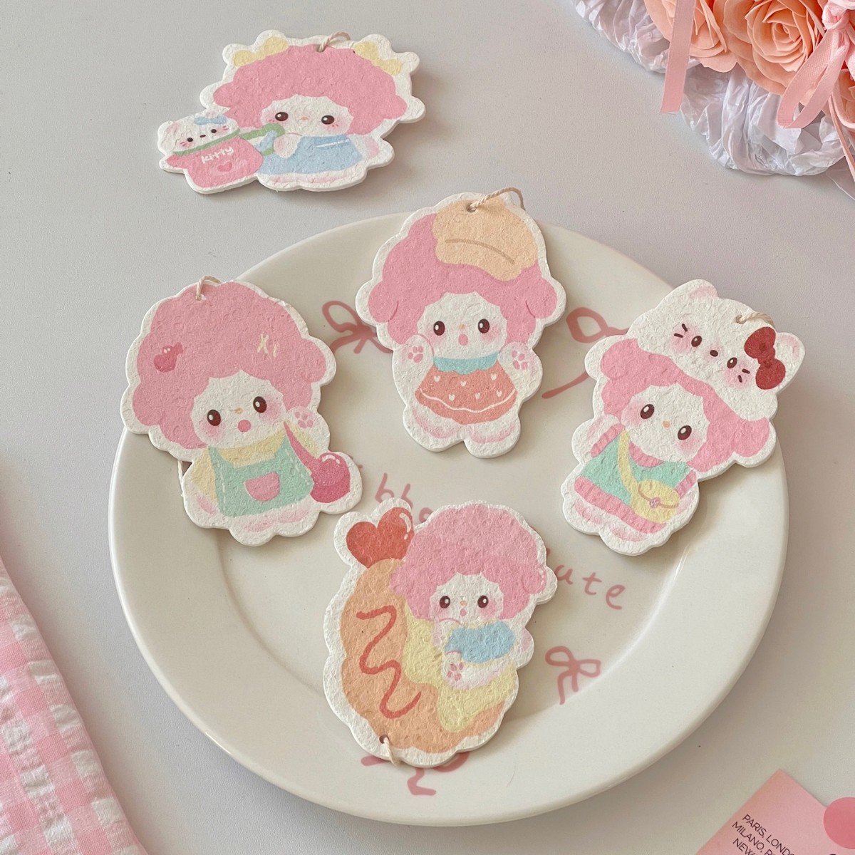 Kitchen Lele cartoon cute lamb wood pulp cotton magic dish scrubbing artifact Germany imported wood pulp cotton small red wholesale