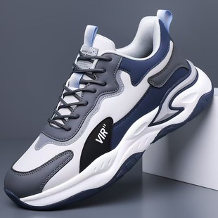 Men's Shoes 2024 Autumn and Winter New Leather Breathable Casual Sports Shoes Plus Velvet Warm Soft Sole Large Size Lightweight Running Shoes