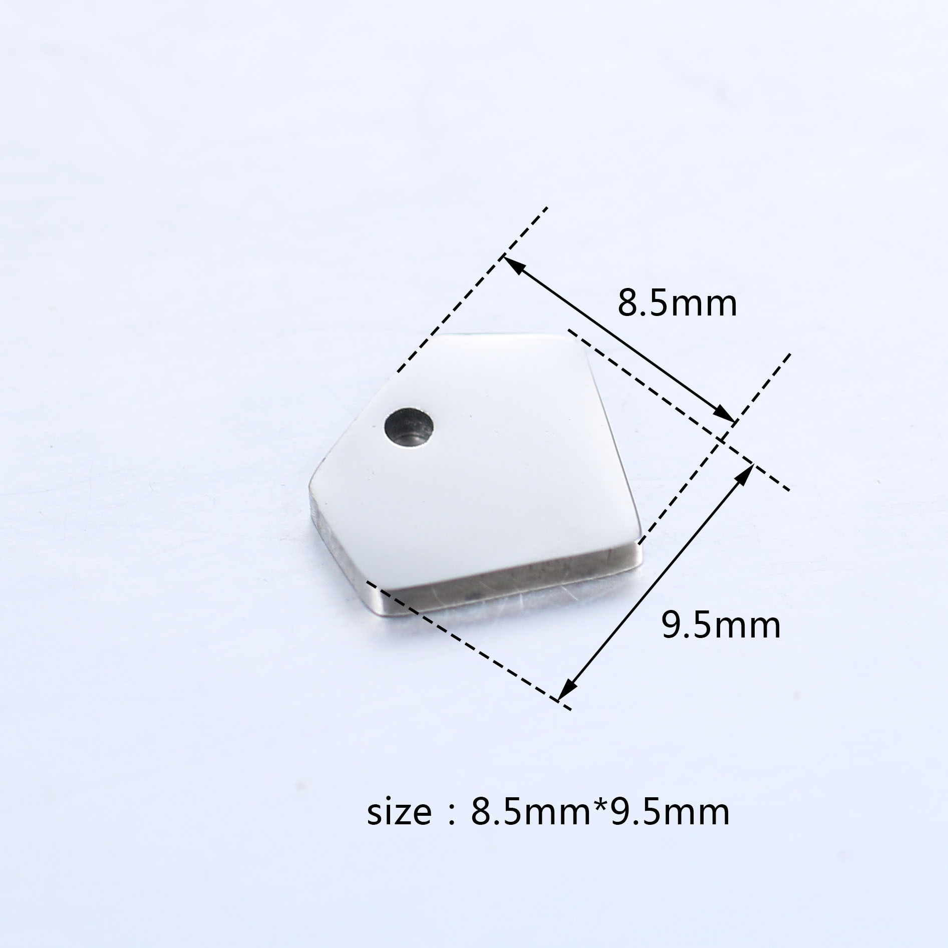 Polished Finish 5 PCS/Package 304 Stainless Steel Solid Color Polished Pendant Charms