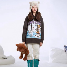 女裝秋冬季新款tw小熊連帽薄絨大白熊卡通立體刺綉韓版時尚衛衣