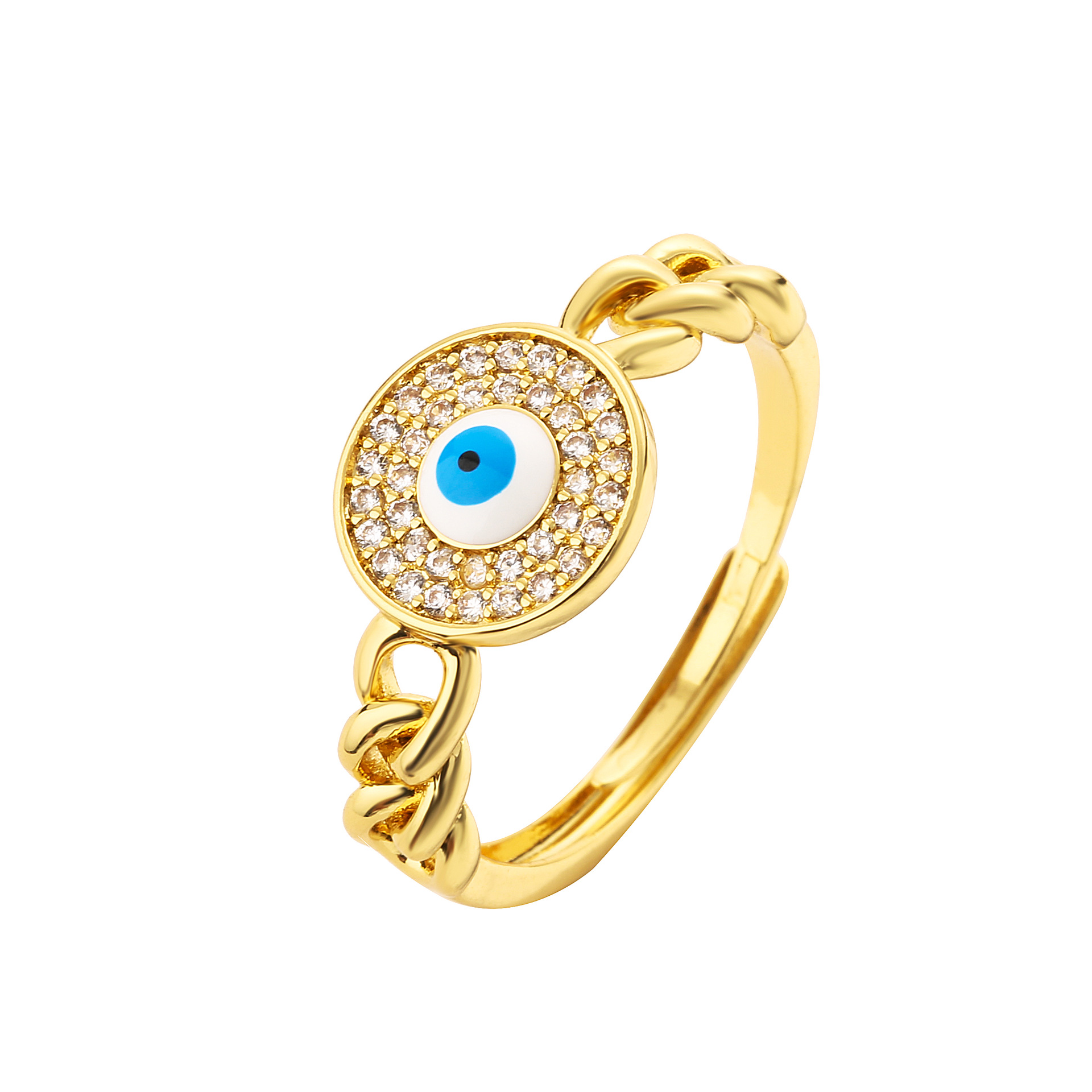 Retro Devilu0027S Eye Oval Copper Enamel Zircon Open Ring