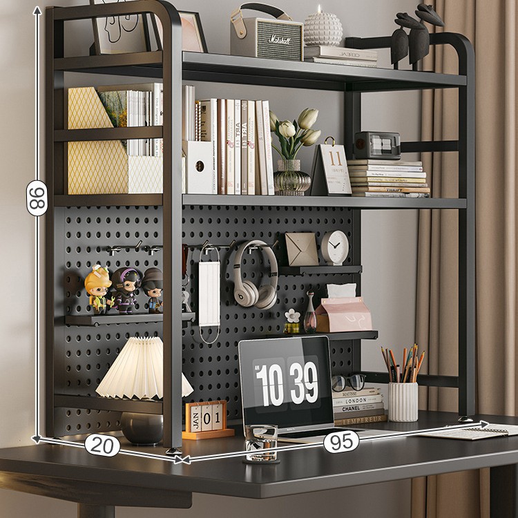 Agujero de escritorio tablero de hierro estantería escritorio rack de almacenamiento dormitorio estante de almacenamiento en capas escritorio hogar organizador rack