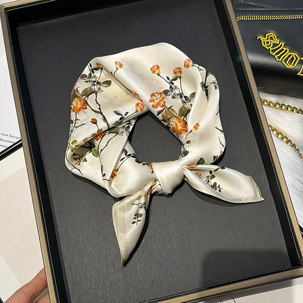 Beige summer universal silk handkerchief