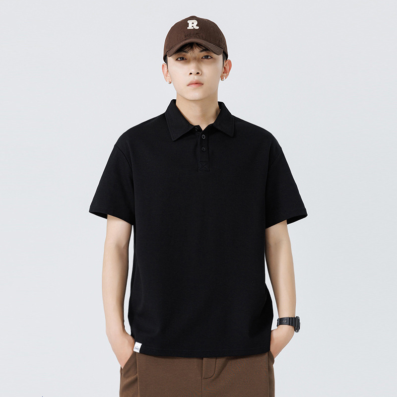 하이 엔드 여름 남성 반팔 폴로 셔츠 하이 엔드 솔리드 컬러 루즈 칼라 옷깃 남성 티셔츠 비즈니스 남성 의류 트렌드