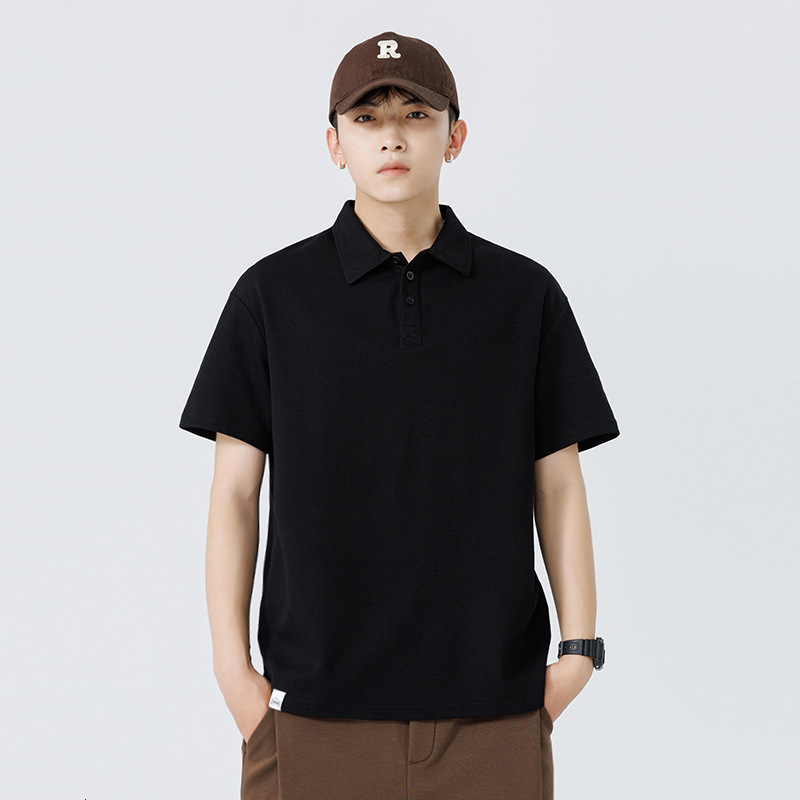 High-End Summer Men's Short-Sleeved Polo Shirt Classy Pure Color Loose Collared Lapel Men's T-Shirt Business Men's Clothing Trend