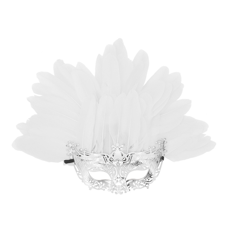 Amazon se especializa en la máscara de Halloween de belleza de media cara de galvanoplastia de plumas, zorro, máscara de mascarada de Venecia