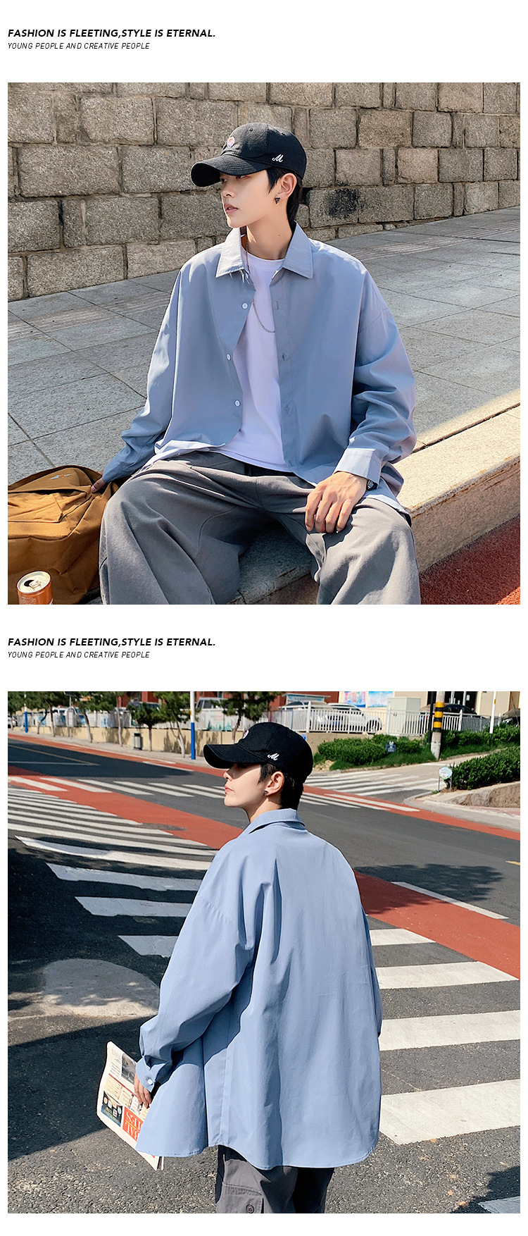 Solid Long Sleeve Shirt Jacket For Men Loose Casual Autumn Style_voghion.com