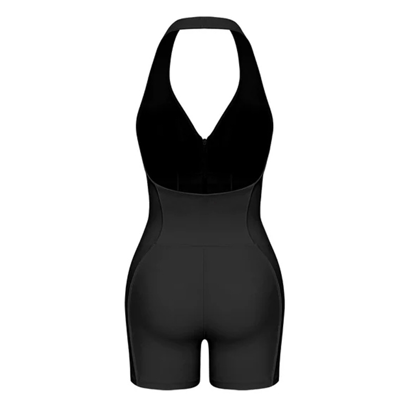 Combinaison de sport v-neck avec fermeture éclair pour yoga_voghion.com