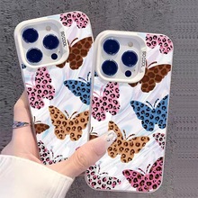 豹纹蝴蝶适用14plus个性15promax苹果手机壳iphone16欧美13小众12