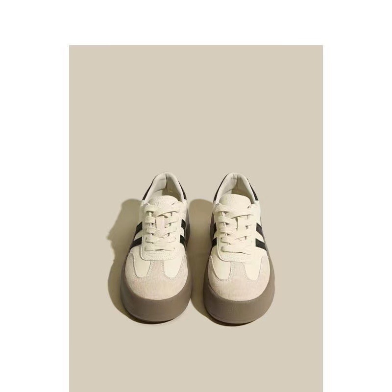 Soft Leather Women's Training Shoes 2024 Spring and Autumn New Thick Heel Height Casual Sports Wearable Soft Insole Shoes Insta Trendy