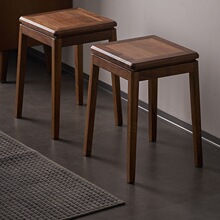 北美黑胡桃实木凳子家用可叠放榫卯结构板凳方凳茶椅餐凳厨房餐椅