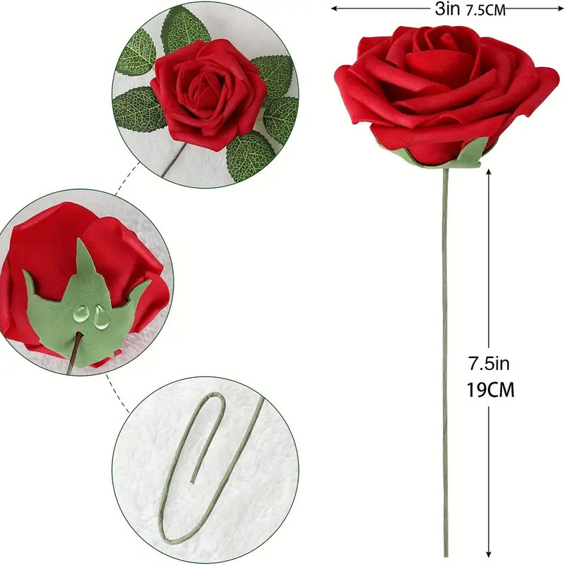 25 Opp Bags Packaging 7-8cm Foam Flower Pe Rose Artificial Flower Bride Holding Flower Garland DIY Raw Materials