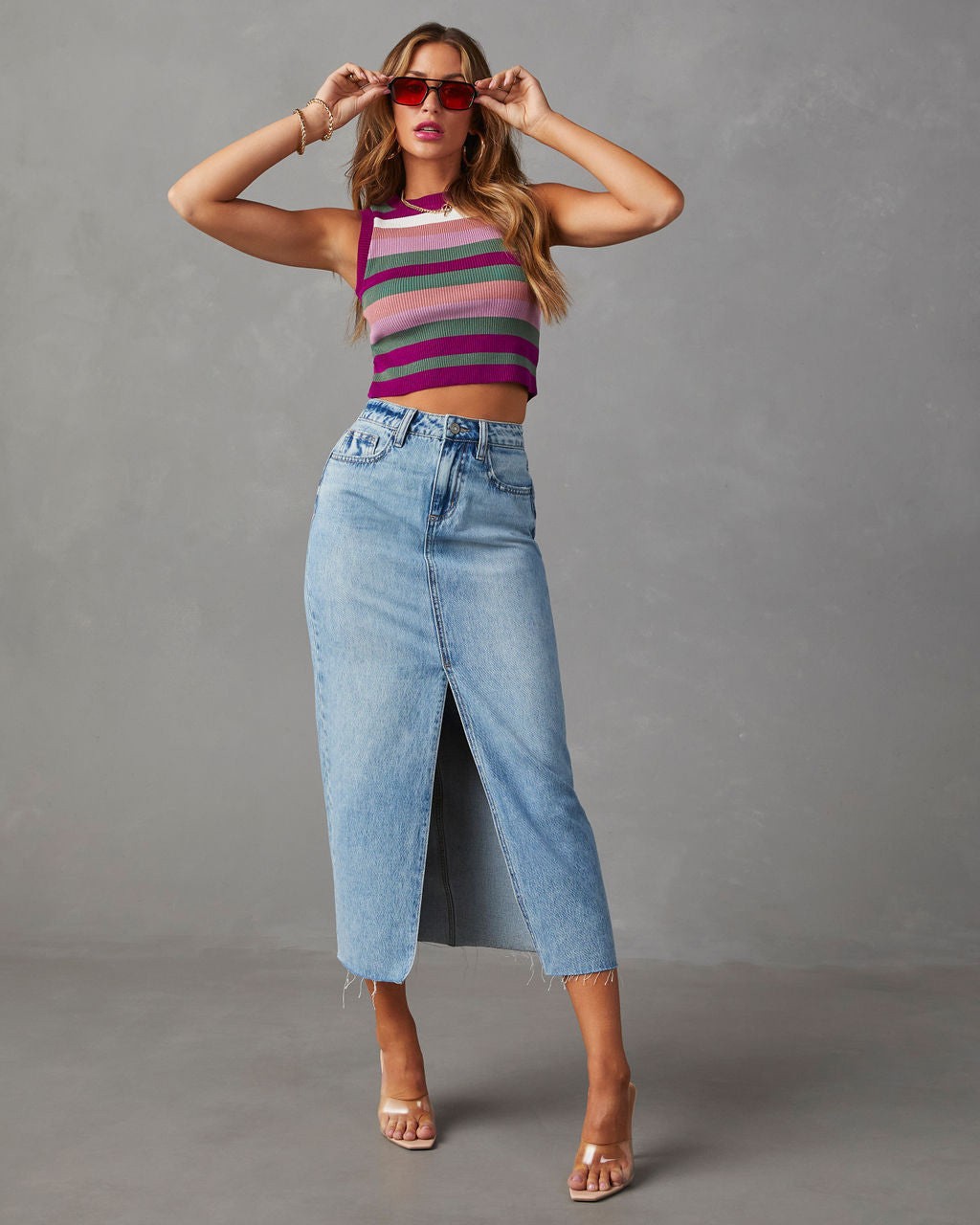 482g Weight Spring Streetwear Solid Color Cotton Maxi Long Dress Skirts