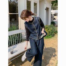 小香风牛仔马甲套装女春秋2025新款韩系独特设计超好看两件套超火