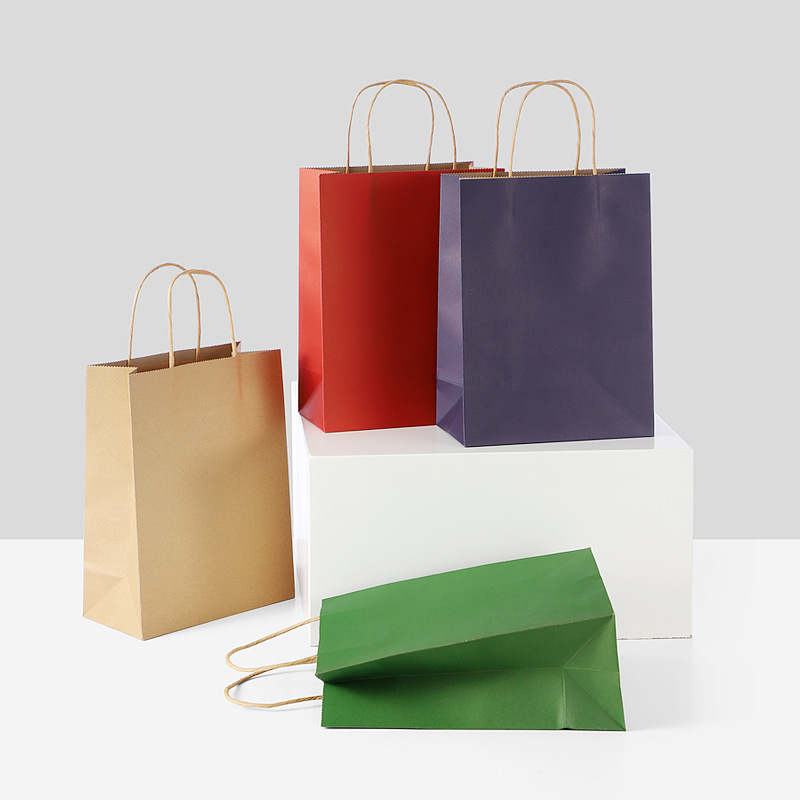 Kraft paper bags, red tote bags, takeout & clothing bags, gift packaging bags, apparel store bags with printed logos—wholesale available