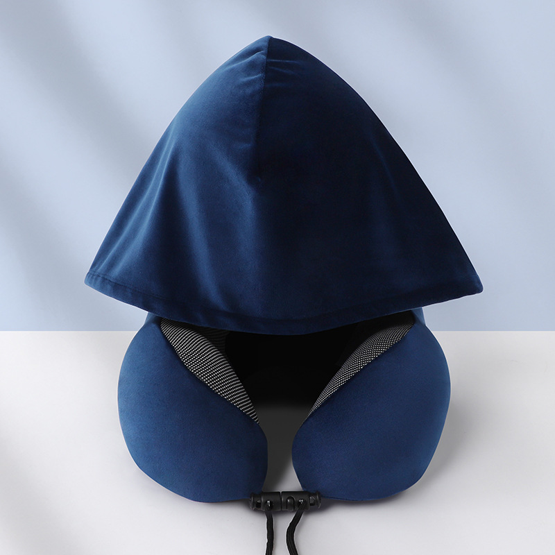 네이비 블루 탄성 슈퍼 소프트 후드 목 베개